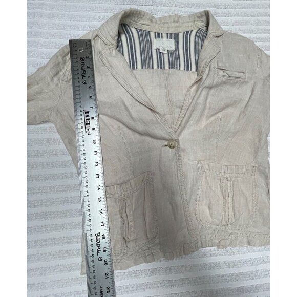 Caslon Womens Single Button Blazer Jacket Small Ivory Pockets Lightweight Linen - Picture 8 of 8